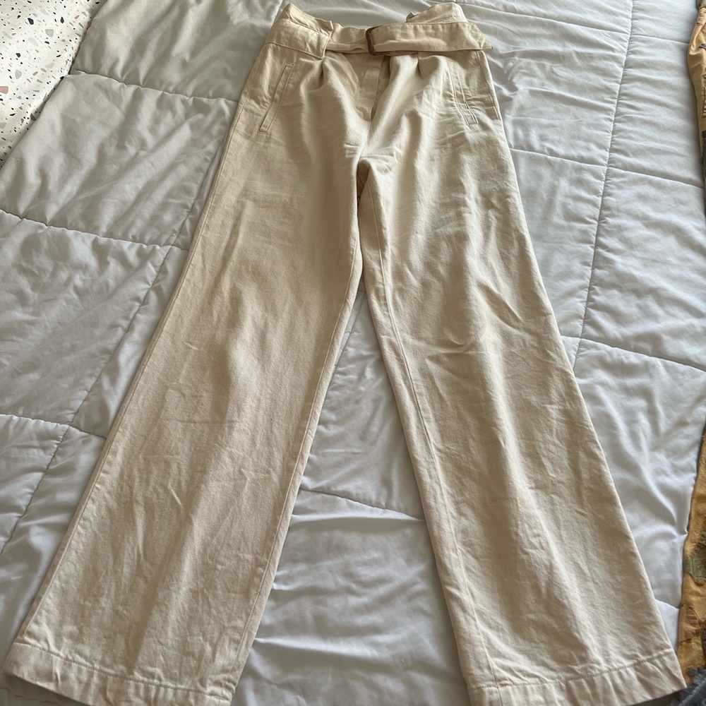 Sézane Cream White Pants Wide Leg
